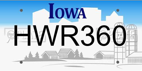 HWR360 Iowa License Plate