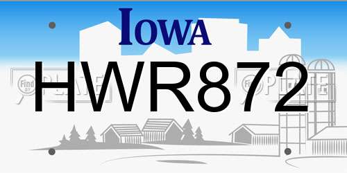 HWR872 Iowa License Plate