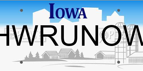 HWRUNOW Iowa License Plate