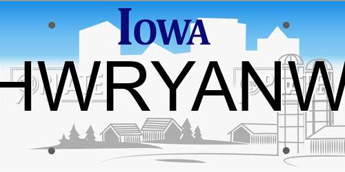 HWRYANW Iowa License Plate