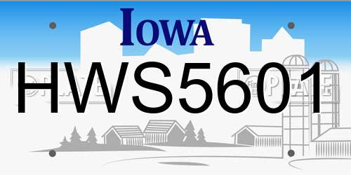 HWS5601 Iowa License Plate