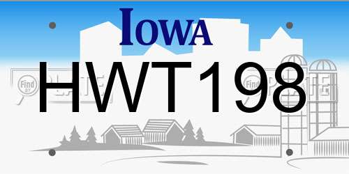 HWT198 Iowa License Plate