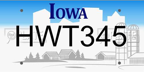 HWT345 Iowa License Plate
