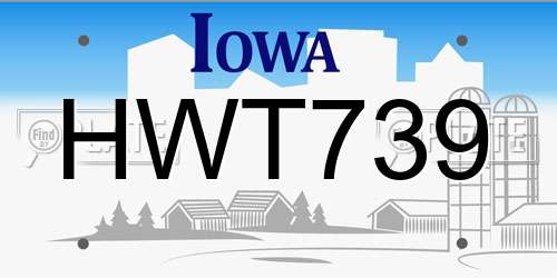 HWT739 Iowa License Plate