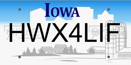 HWX4LIF Iowa License Plate