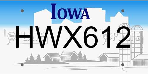 HWX612 Iowa License Plate