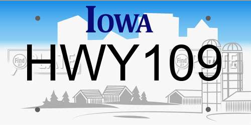HWY109 Iowa License Plate