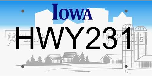 HWY231 Iowa License Plate