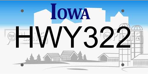HWY322 Iowa License Plate