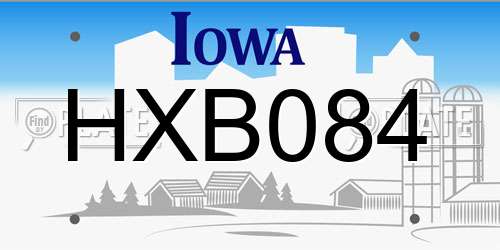 HXB084 Iowa License Plate