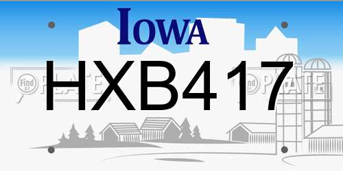 HXB417 Iowa License Plate