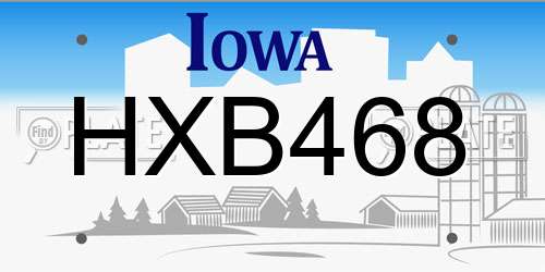 HXB468 Iowa License Plate
