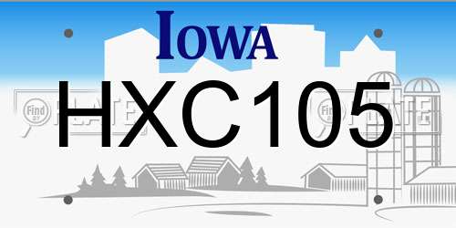 HXC105 Iowa License Plate