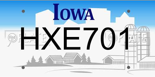 HXE701 Iowa License Plate