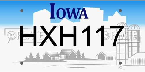 HXH117 Iowa License Plate