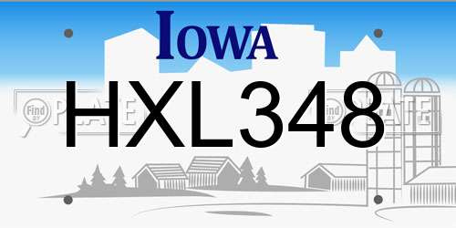 HXL348 Iowa License Plate