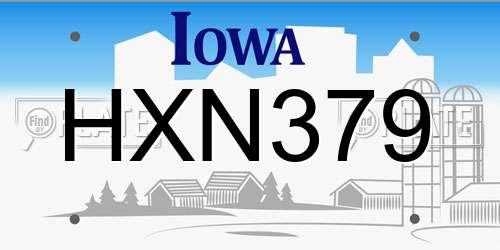 HXN379 Iowa License Plate