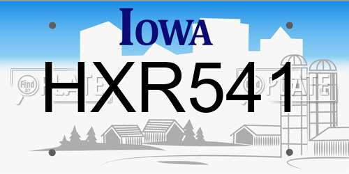 HXR541 Iowa License Plate