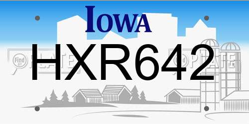 HXR642 Iowa License Plate