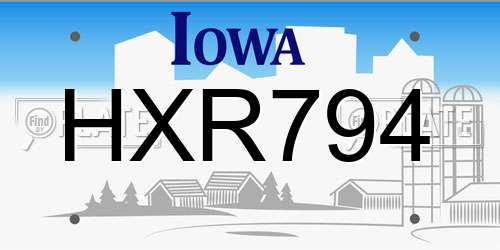 HXR794 Iowa License Plate