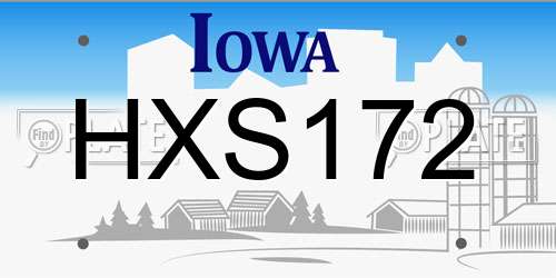 HXS172 Iowa License Plate