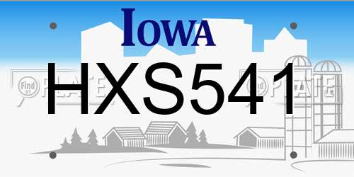 HXS541 Iowa License Plate
