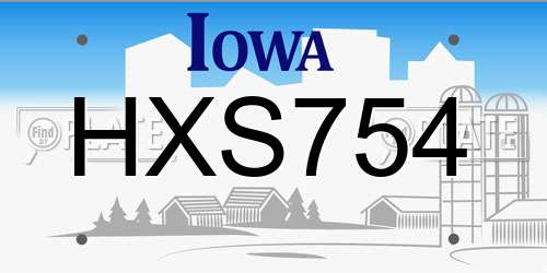 HXS754 Iowa License Plate