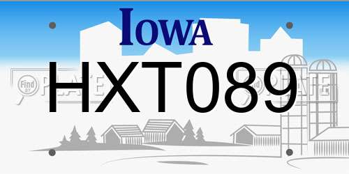 HXT089 Iowa License Plate