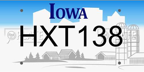HXT138 Iowa License Plate