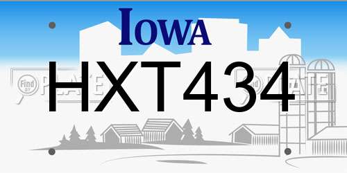 HXT434 Iowa License Plate