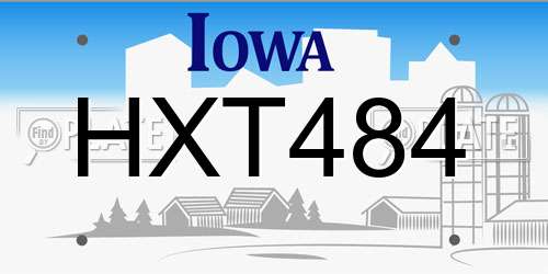 HXT484 Iowa License Plate