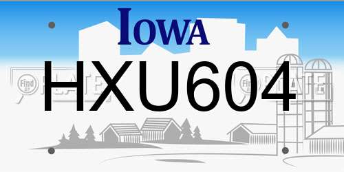 HXU604 Iowa License Plate