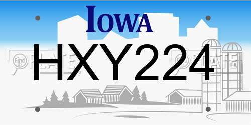 HXY224 Iowa License Plate