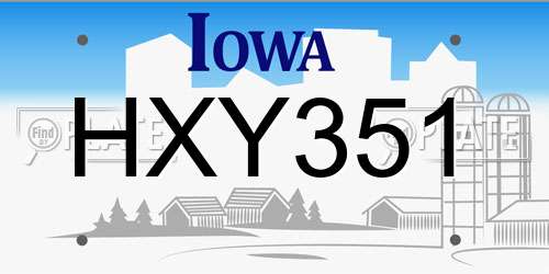 HXY351 Iowa License Plate