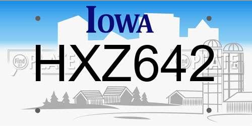 HXZ642 Iowa License Plate