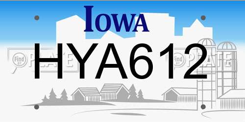 HYA612 Iowa License Plate