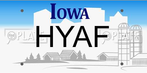 HYAF Iowa License Plate