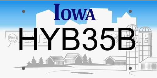 HYB35B Iowa License Plate