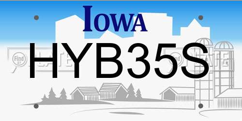 HYB35S Iowa License Plate