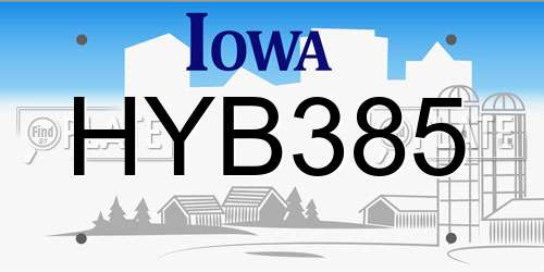 HYB385 Iowa License Plate