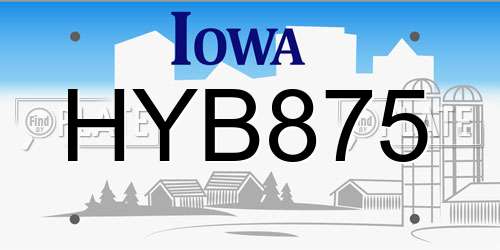 HYB875 Iowa License Plate
