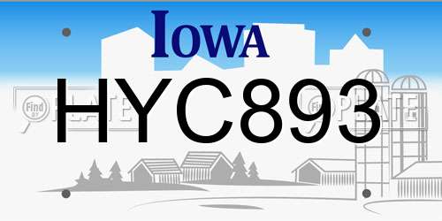 HYC893 Iowa License Plate