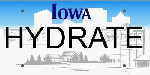 HYDRATE Iowa License Plate