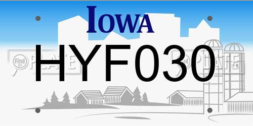 HYF030 Iowa License Plate