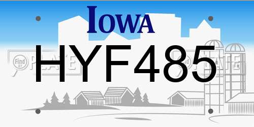 HYF485 Iowa License Plate