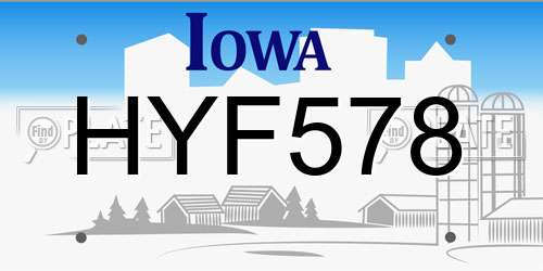 HYF578 Iowa License Plate
