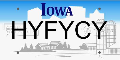 HYFYCY Iowa License Plate