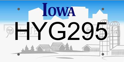 HYG295 Iowa License Plate