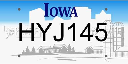 HYJ145 Iowa License Plate