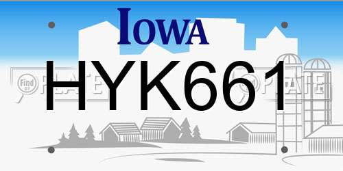 HYK661 Iowa License Plate